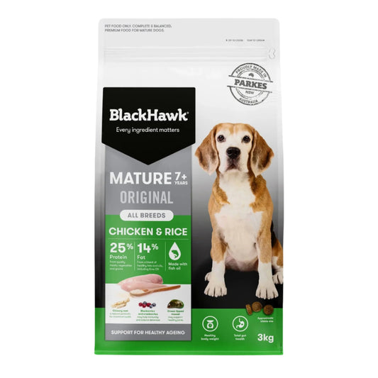 Black Hawk – Mature Dog 7+ – Chicken & Rice