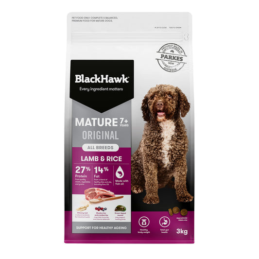 Black Hawk – Mature Dog 7+ – Lamb & Rice